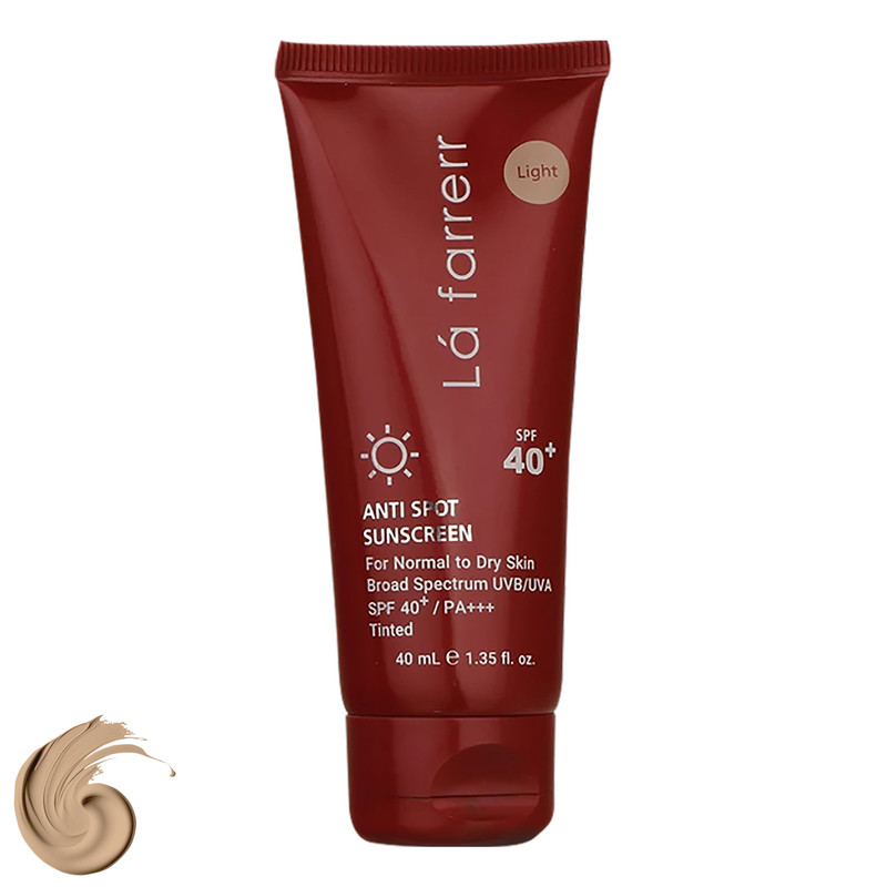 کرم ضدآفتاب و ضدلک رنگی لافارر مدل SPF40-Light، مناسب پوست‌های خشک و معمولی، حجم 40 میلی‌لیتر