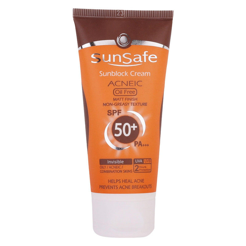 کرم ضدآفتاب بی رنگ سان‌سیف مخصوص پوست چرب و آکنه ، حجم 50 میلی‌لیتر