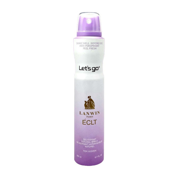 اسپری دئودورانت زنانه لتس گو مدل lanvin eclat حجم 200 میلی لیتر