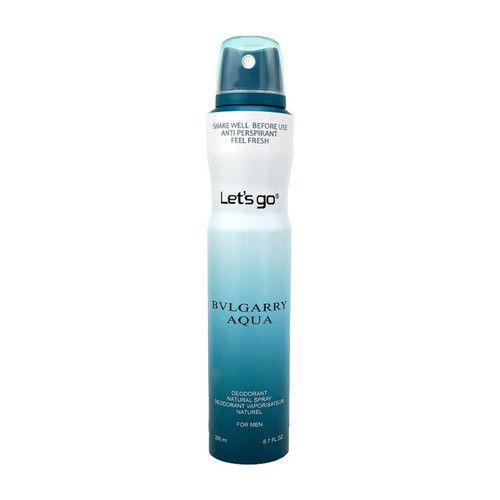اسپری دئودورانت مردانه لتس گو مدل aqua bvlgarry حجم 200 میلی لیتر