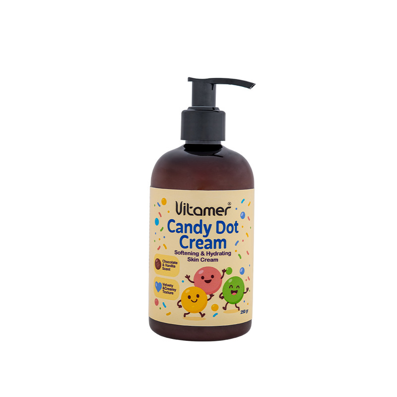 کرم مرطوب‌کننده و آبرسان بدن ویتامر مدل Candy Dot Cream مناسب برای انواع پوست حجم 250 میلی‌لیتر