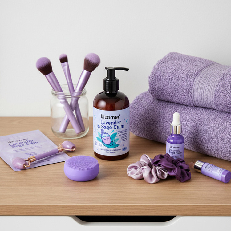 کرم مرطوبکننده و آبرسان بدن ویتامر مدل Lavender & Sage Calm مناسب برای انواع پوست حجم 250 میلیلیتر