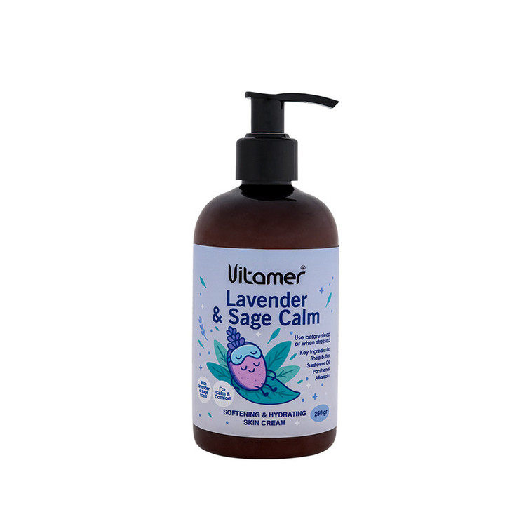 کرم مرطوبکننده و آبرسان بدن ویتامر مدل Lavender & Sage Calm مناسب برای انواع پوست حجم 250 میلیلیتر