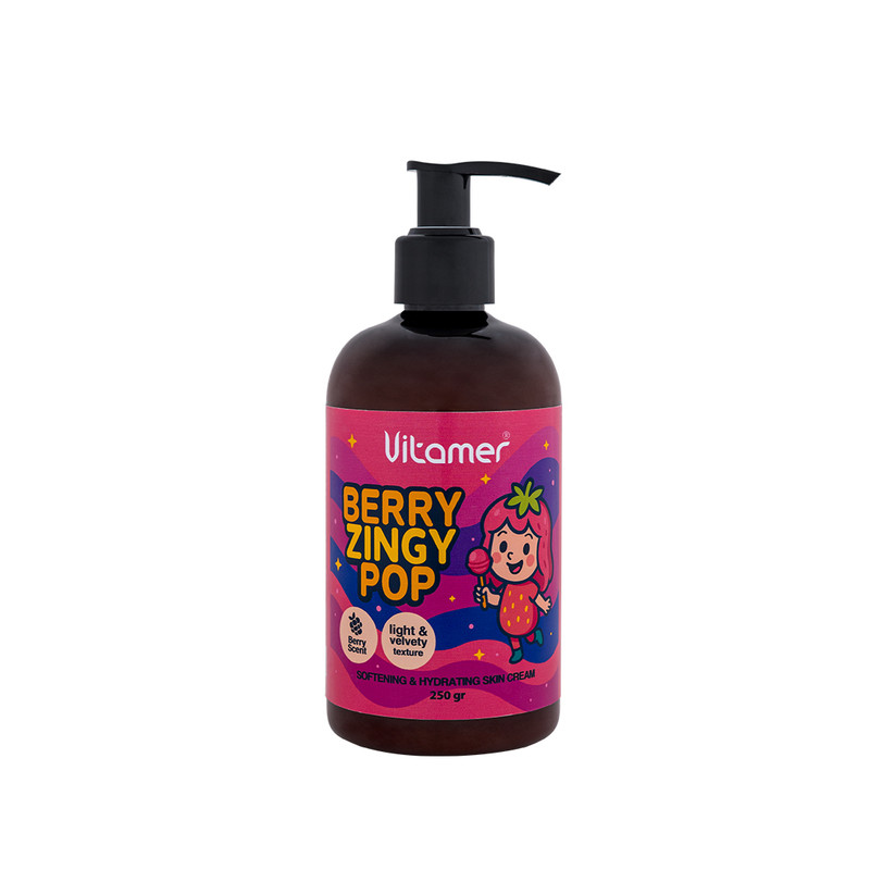 کرم مرطوب‌کننده و آبرسان بدن ویتامر مدل Berry Zingy Pop مناسب برای انواع پوست حجم 250 میلی‌لیتر