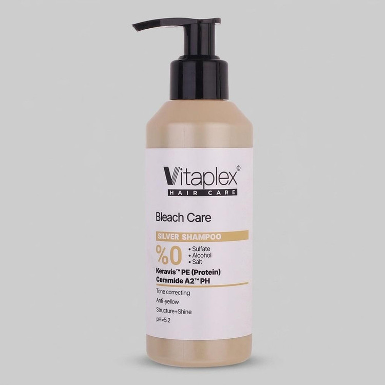 شامپو تثبیت کننده رنگ مو ویتاپلکس مدل Bleach Care 01 با حجم 200 میلیلیتر، مناسب موهای رنگ شده و آسیب دیده، ضد زردی، براق کننده، سازگار با پوست سر معمولی و چرب