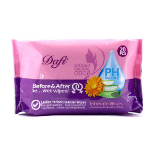 دستمال مرطوب بهداشتی بانوان دافی مدل Ladies Period Cleanser بسته ۲۰ عددی